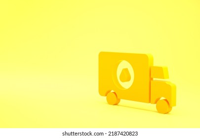 Yellow Plumber service car icon isolated on yellow background. Minimalism concept. 3d illustration 3D render.