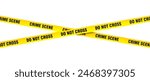 Yellow police line tape  crime scene do not cross text, isolated  transparent background