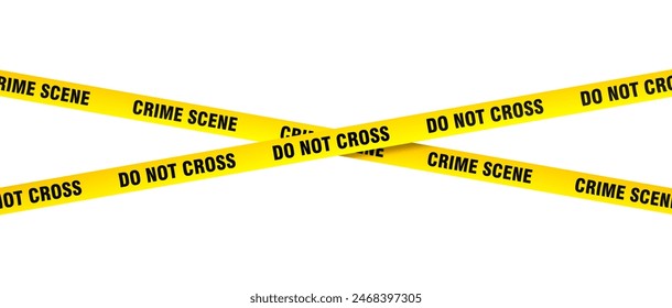 Yellow police line tape  crime scene do not cross text, isolated  transparent background