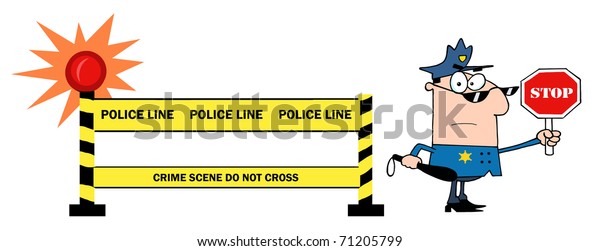 Yellow Police Line\
And Traffic Police\
Officer