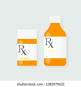 Yellow Prescription Rx Bottle Icon. Clipart Image Isolated On White Background