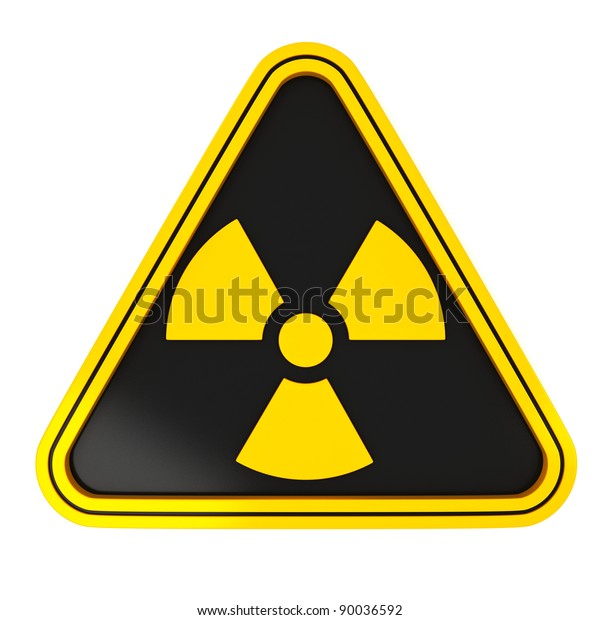 Yellow Radiation Triangle Sign On Black Stock Illustration 90036592