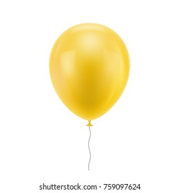 Yellow realistic balloon. Yellow inflatable ball realistic isolated white background. Balloon in the form of a  illustration