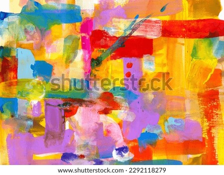 Yellow, red, lilac and blue extravagant watercolor background.