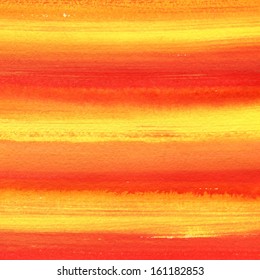 Yellow, Red, Orange Stripes Watercolor Background 