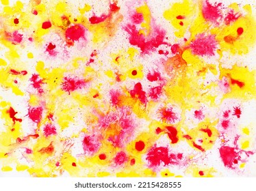 Yellow red watercolor texture  Abstract colorful background  Hand drawing  Color splash paper   Creative modern layout  Colorful blotch   dap  Acrylic ink painting  Abstract points aesthetic  