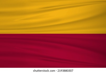 Yellow Red Wavy Flag. Background For Football Team Flag.