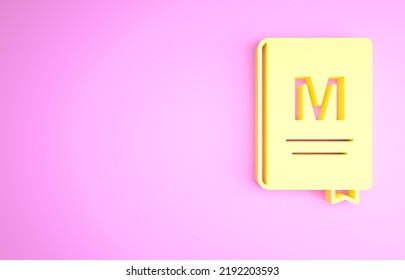 Yellow Restaurant cafe menu icon isolated on pink background. Minimalism concept. 3d illustration 3D render. - Powered by Shutterstock