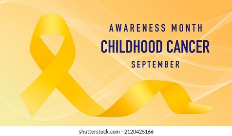 Yellow ribbon on a yellow background. Childhood Cancer Awareness Month. Celebrated annually in September.  - Powered by Shutterstock