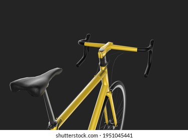 Yellow road cycle banner isolated in gray, 3D rendering, 3D rendering