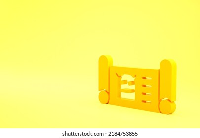 Yellow Robot blueprint icon isolated on yellow background. Minimalism concept. 3d illustration 3D render.