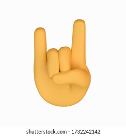 Yellow Rock Gesture Hand Icon. Emoji. Emoticon. Isolated 3d Render Illustration