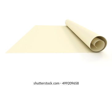 Yellow Roll paper isolated on white background, 3d