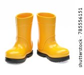 Yellow rubber rain boots isolated on white background 3d rendering