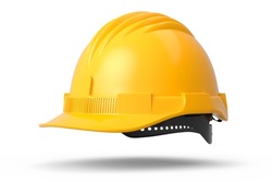 Yellow Safety Helmet Or Hard Cap Isolated On White Background. 3d Render And Illustration Of Headgear And Handyman Tools