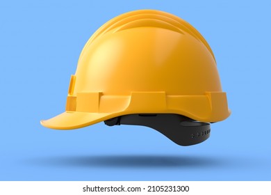 Yellow safety helmet or hard cap isolated on blue background. 3d render and illustration of headgear and handyman tools - Powered by Shutterstock