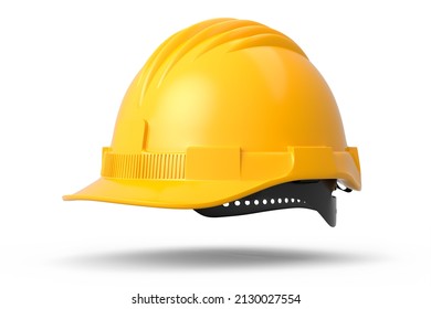 Yellow safety helmet or hard cap isolated on white background. 3d render and illustration of headgear and handyman tools - Powered by Shutterstock