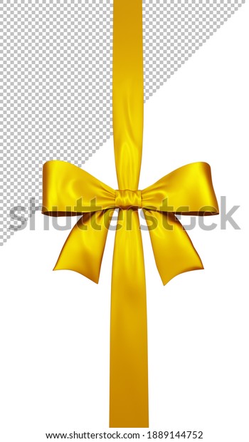 Yellow satin gift Ribbon bow Isolated on\
white background. 3d\
illustration