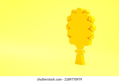 Yellow Sauna Broom Icon Isolated On Yellow Background. Broom From Birch Twigs, Branches For Russian Steam Bath, Sauna, Washhouse. Minimalism Concept. 3d Illustration 3D Render.