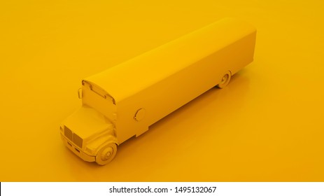 Yellow School Bus. Minimal Idea Concept. 3d Illustration.