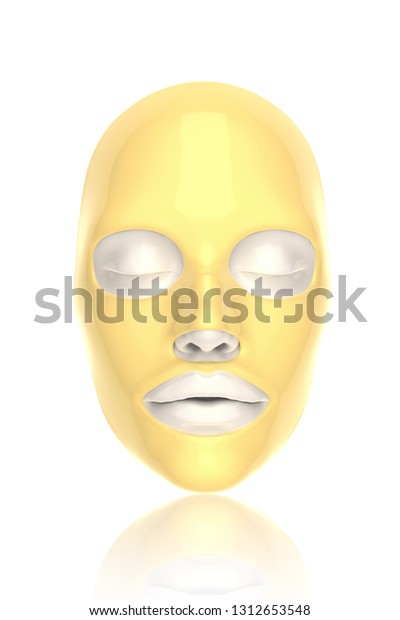 Download Yellow Sheet Mask On White Background Stock Illustration 1312653548 PSD Mockup Templates