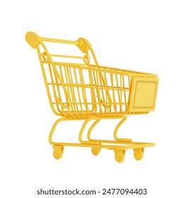 Yellow Shopping Cart Trolley Mock Up Icon in Clay Style on a white background. 3d Rendering - Powered by Shutterstock