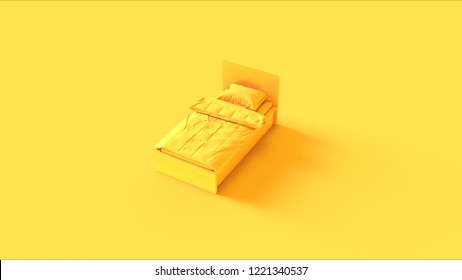 Yellow Single Bed 3d Illustration 3d Rendering