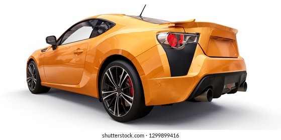 Yellow small sports car coupe. 3d rendering.