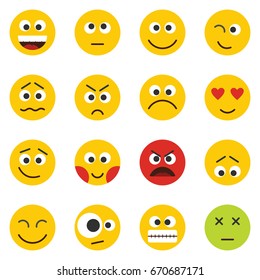 Set Emoji Emoticons Flat Set Stock Vector Royalty Free Shutterstock