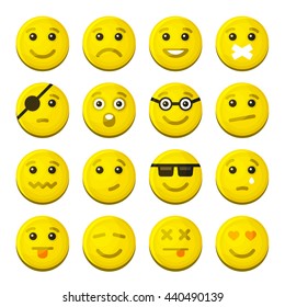 Yellow Smile Emotion Icons Set Illustration Stock Illustration 440490139