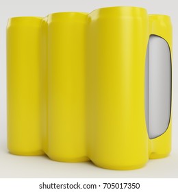 Yellow Soda Shrinking 3D Render Side