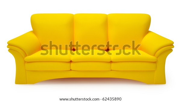 Gelbes Sofa Einzeln Auf Weissem Hintergrund Stockillustration