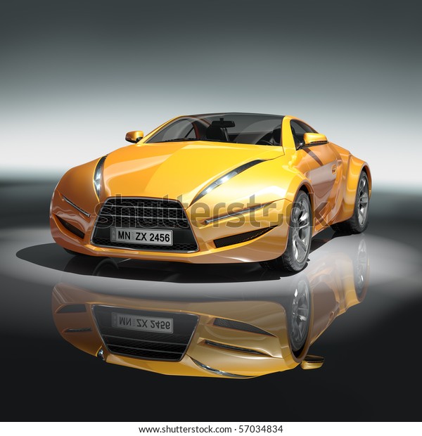 黄色いスポーツカー オリジナルの車のデザイン のイラスト素材