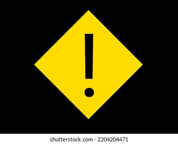 Yellow Square Warning Sign With Exclamation Mark On Diamond Shape