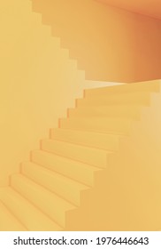 Yellow staircase for background in vertical image, 3d rendering ladder.
