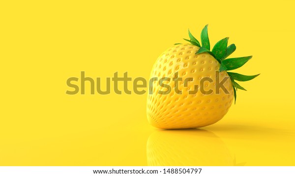 黄色いイチゴとテキスト用のコピー用スペース 最小限のアイデアコンセプト 3dレンダリング のイラスト素材