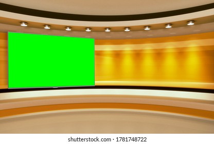 Yellow Studio. Yellow Wall With Light. Yellow Background. Yellow Back Drop. 3d Rendering

