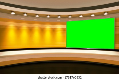 Yellow Studio. Yellow Wall With Light. Yellow Background. Yellow Back Drop. 3d Render
