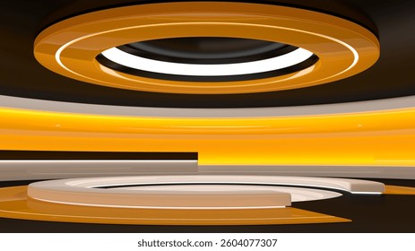 Yellow Studio. Yellow wall with light. Yellow background. Yellow back drop. 3d rendering