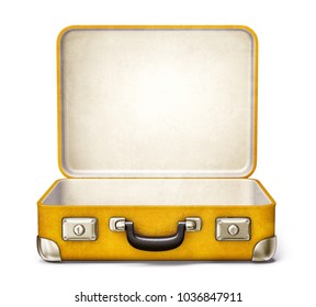 yellow suitcase isolated on a white. 3d illustration