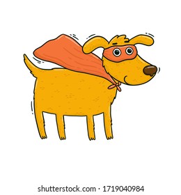 
yellow super dog - Digital hand drawn illustration of a cute yellow dog wearing a mask and a cape.  - Powered by Shutterstock