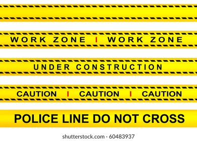 Yellow Tape Warning, Work Zone, Under Construction, Police Line And Caution Advertisements