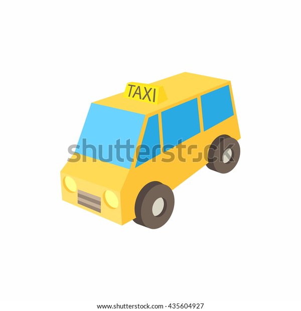 Yellow taxi car icon,\
cartoon style