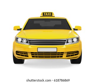 Yellow Taxi Isolated. 3D rendering