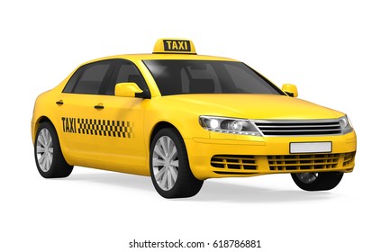 Желтое такси изолировано. 3D-рендеринг