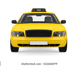 Yellow Taxi Isolated (front  view). 3D rendering