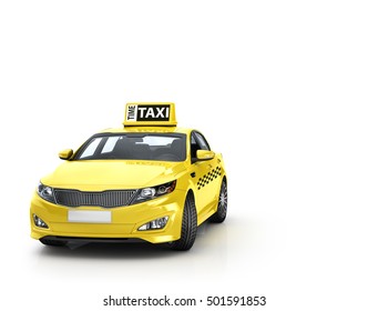 Yellow taxi isolated on white background. 3d illustration