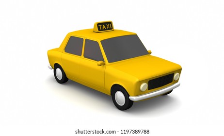Yellow taxi on white backgrounde. 3d rendering