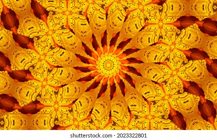 Yellow Textured Colorful Symmetrical Cirlce Pattern For Textile, Ceramic Tiles And Design