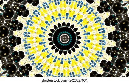 Yellow Textured Colorful Symmetrical Cirlce Pattern For Textile, Ceramic Tiles And Design